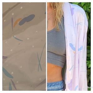 Vintage 80s lavender dot print kimono duster M